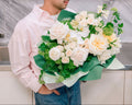 WHITE & GREEN HANDTIED BOUQUET