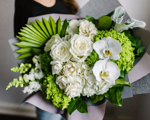 White & Green Handtied Bouquet